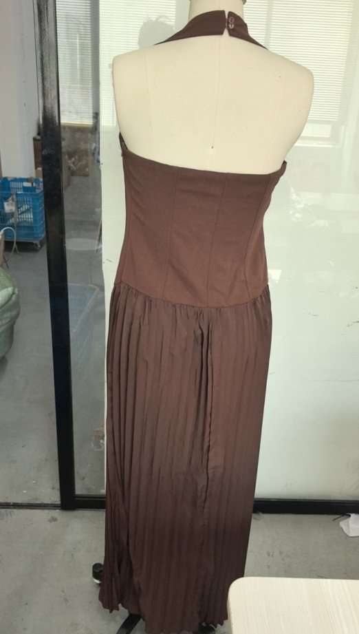Halter Maxi Dress with Pleated Skirt image 5