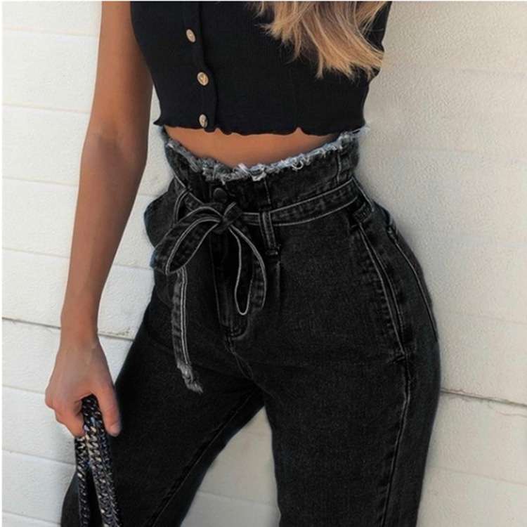 High-Waisted Jeans with Elastic Waist image 3