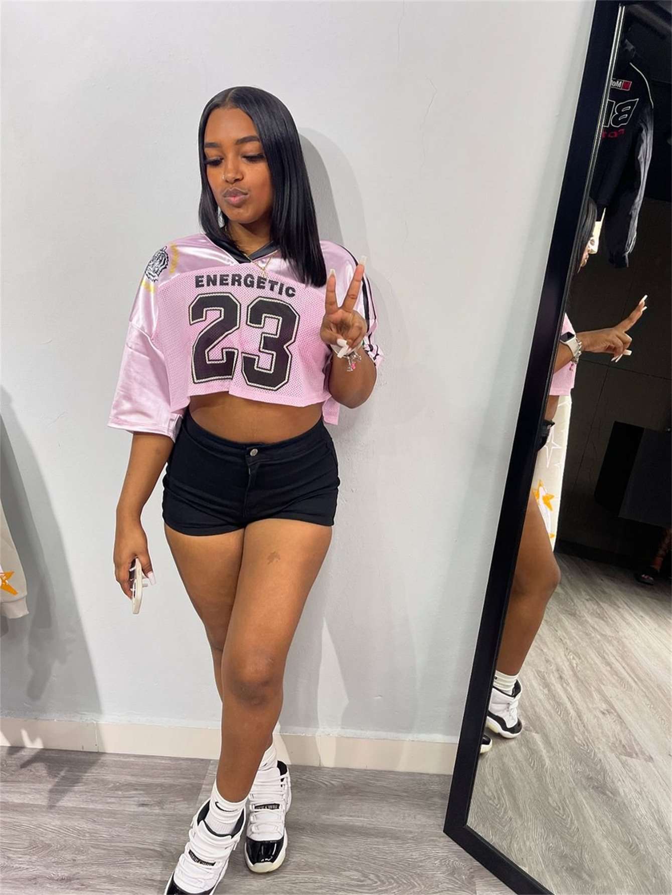 Mesh Varsity Crop Top - S, Pink image