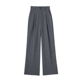 Casual Zipper High Waist Striped Trouser image 1