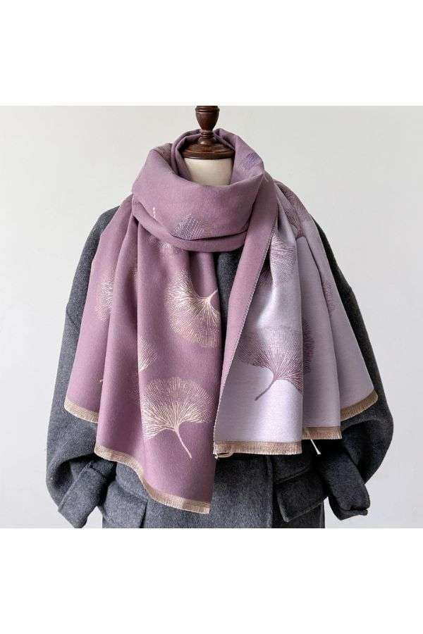 Print Shawl Wrap Poncho Warm Scarf - Free Size, Multi Purple image