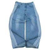 Korean Casual Stripped Straight Leg Pants - M, Blue image