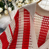 Striped Knit Set with Cardigan & Wide-Leg Pants image 7