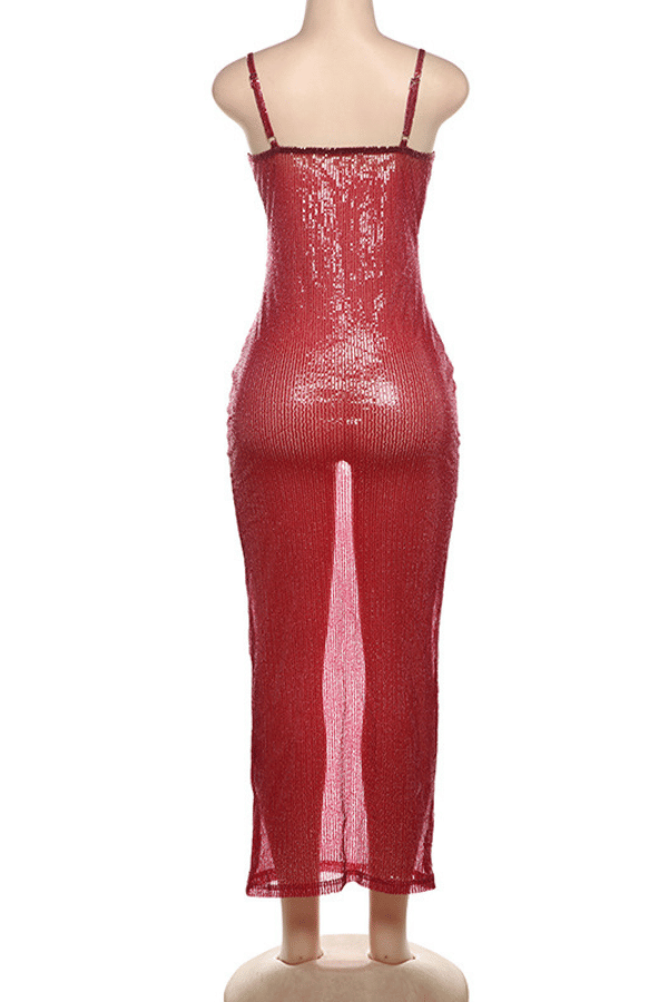 Sheer Sequined Bodycon Maxi Dress image 4