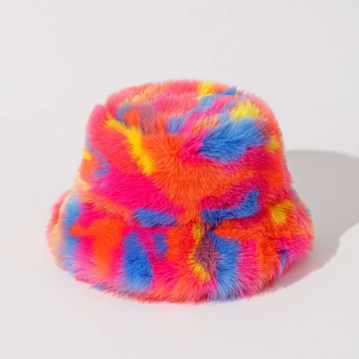 Colorful Fluffy Warm Bucket Hat image 1