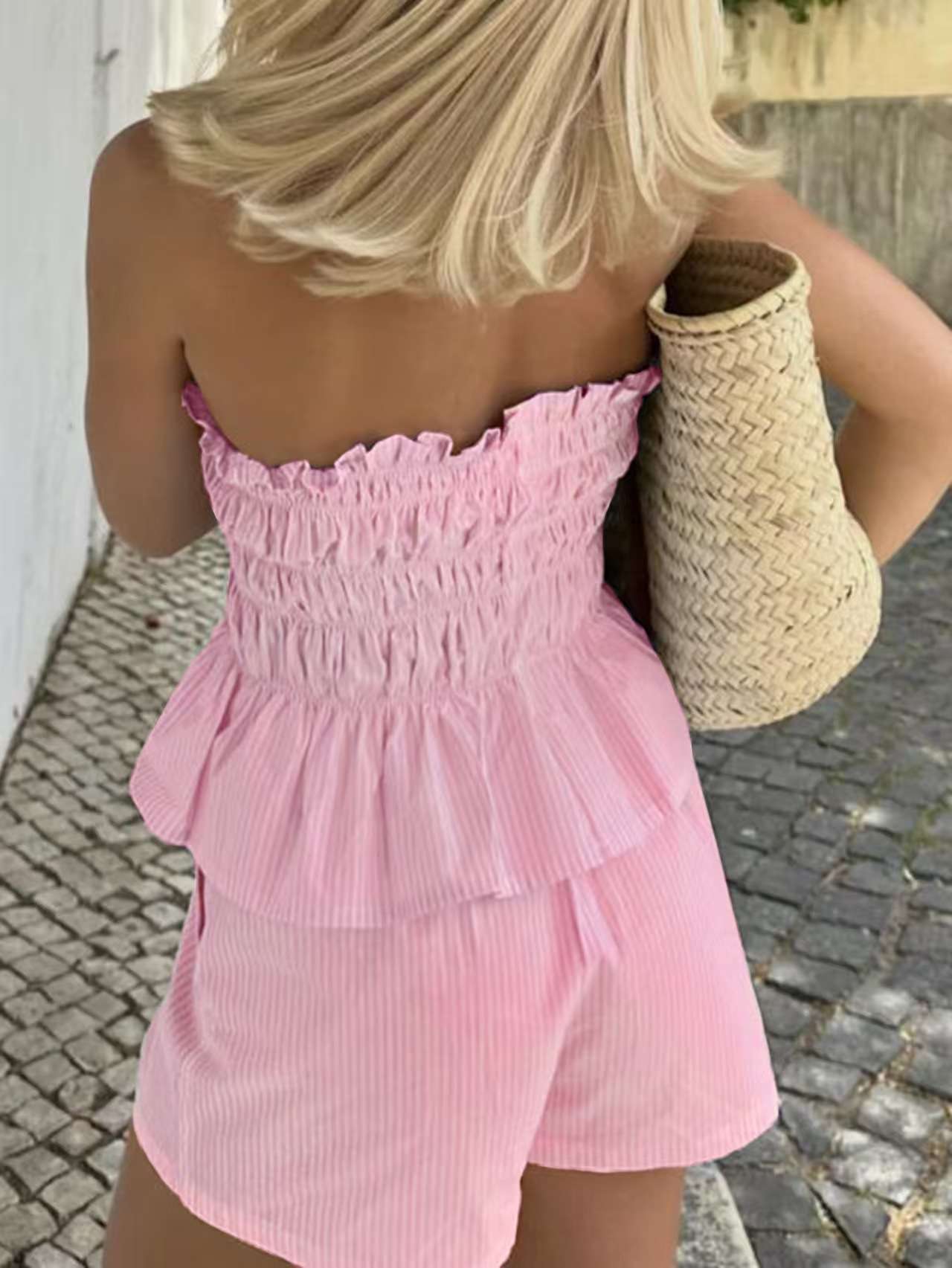 Smocked Strapless Ruffled Dress image 1