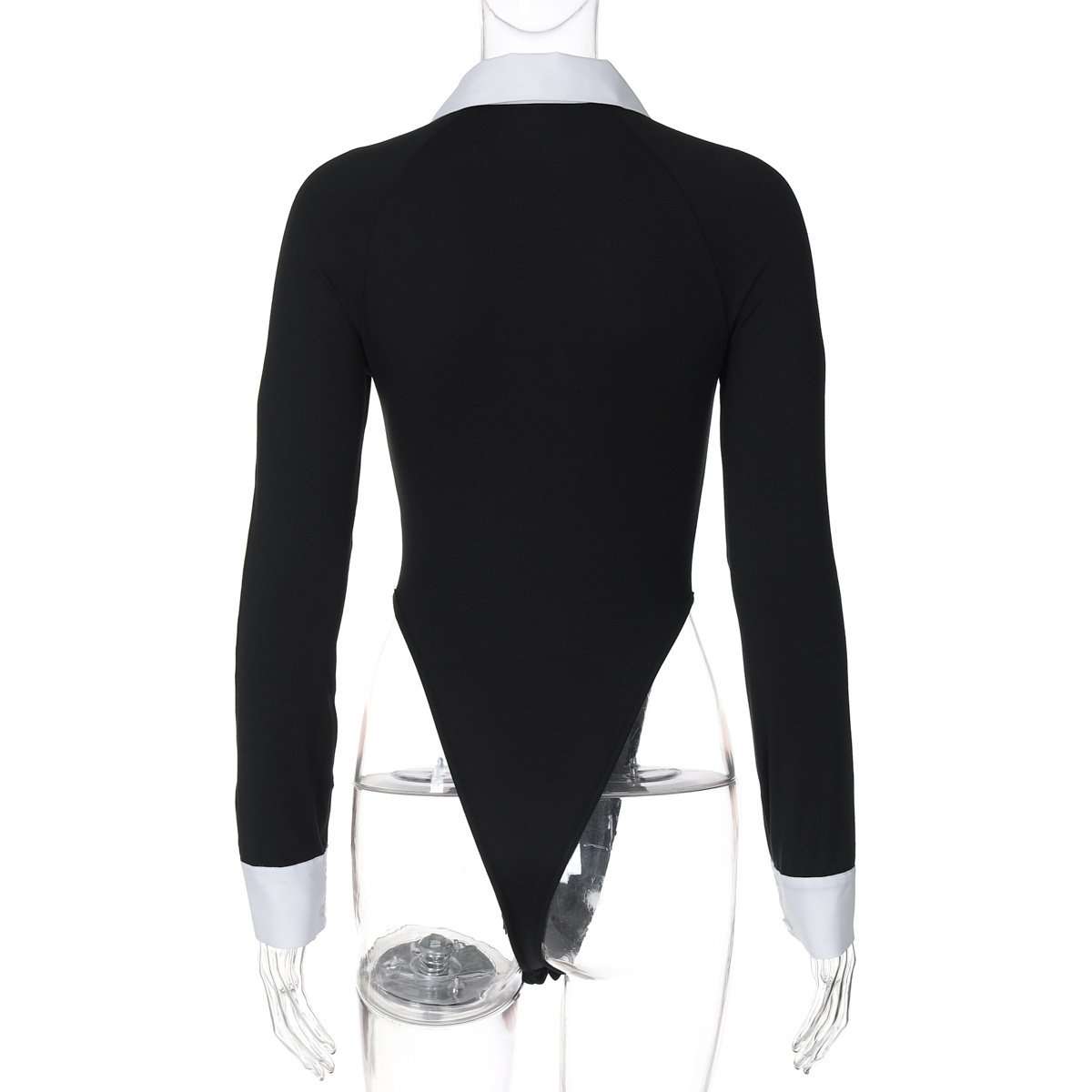 Long Sleeve Doll Collar Keyhole Back Bodysuit Top image 3