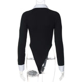 Long Sleeve Doll Collar Keyhole Back Bodysuit Top image 3