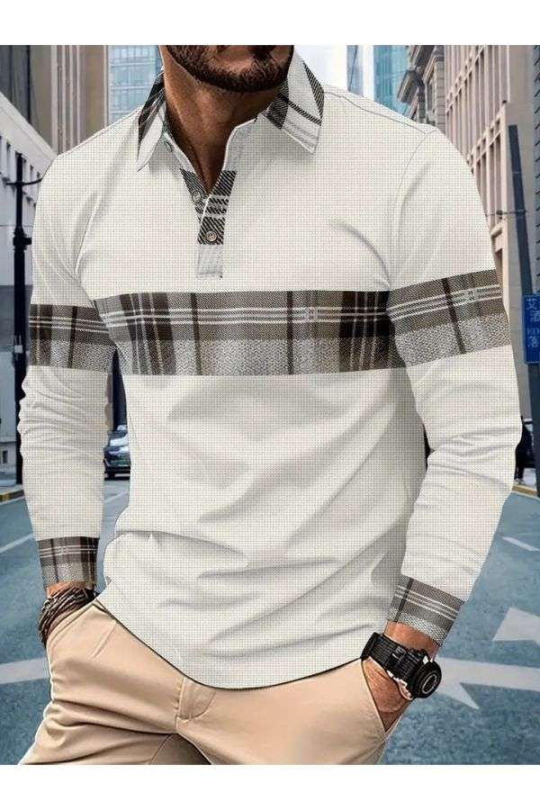 Casual Long Sleeve Color Matching Shirt - S, White image