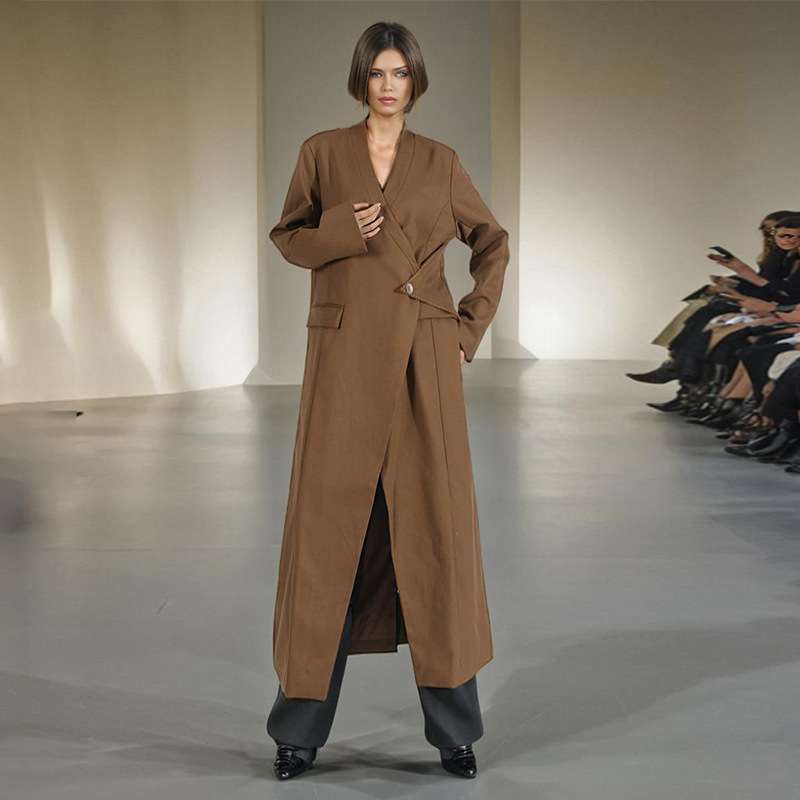 Midi Length Snap Button Closure Oversized Coat image 0