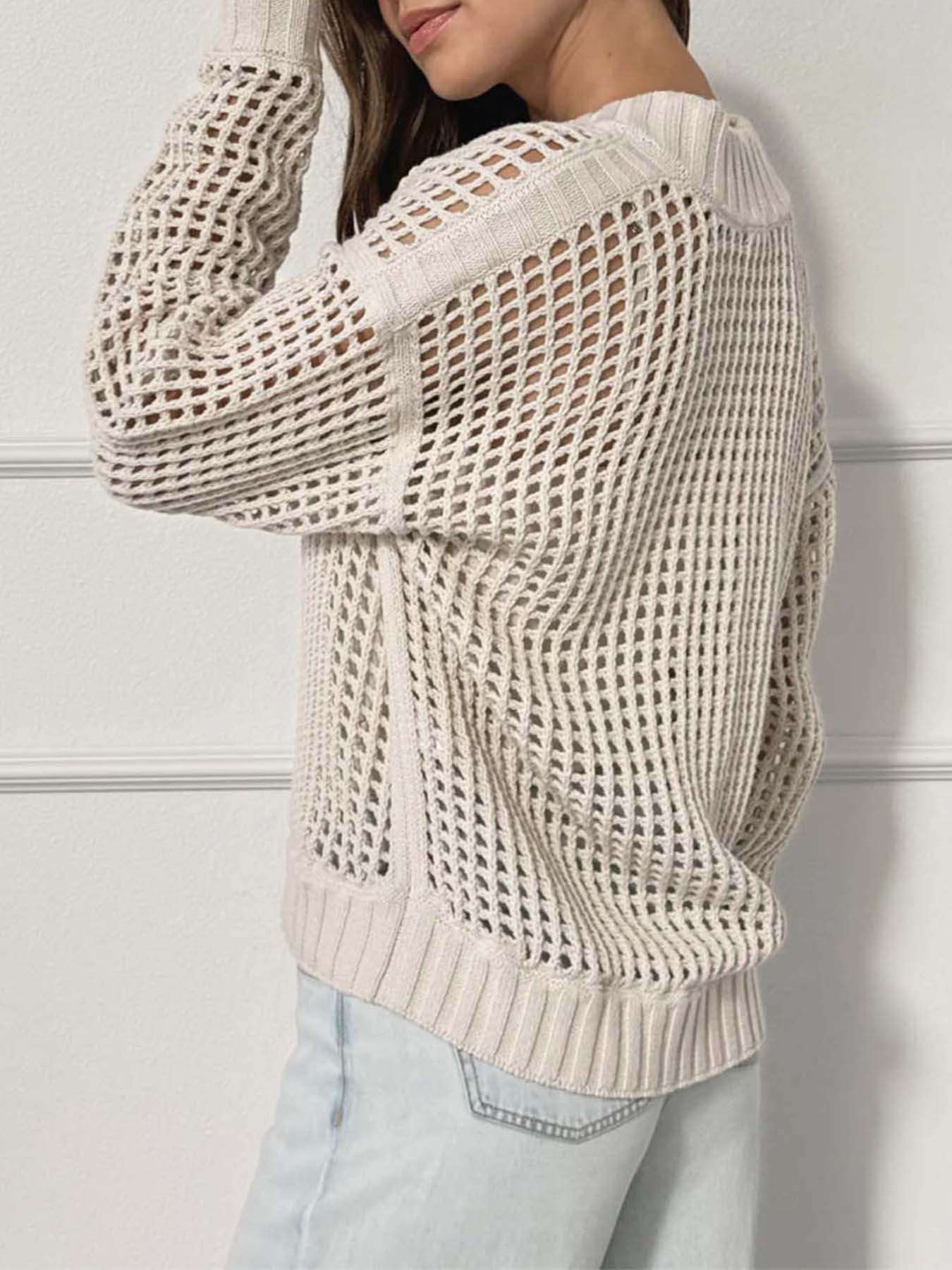 Cozy Open-Weave Knit Pullover image 3