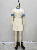 Elegant Tweed Dress with  Button Details image 4