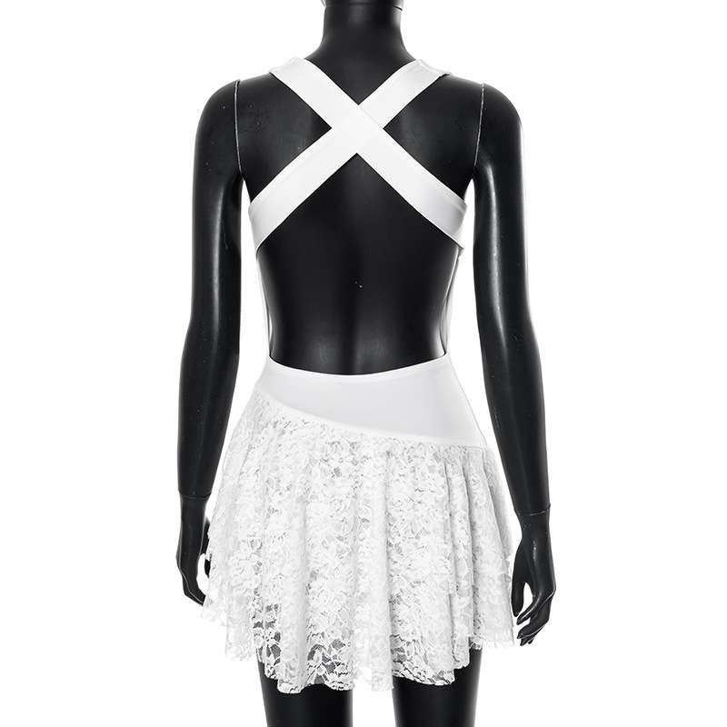 Sleeveless Dress with Lace Hem & Ruched Bodice image 3