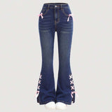 Flared Jeans with Bow & Lace-Up Detail image 2