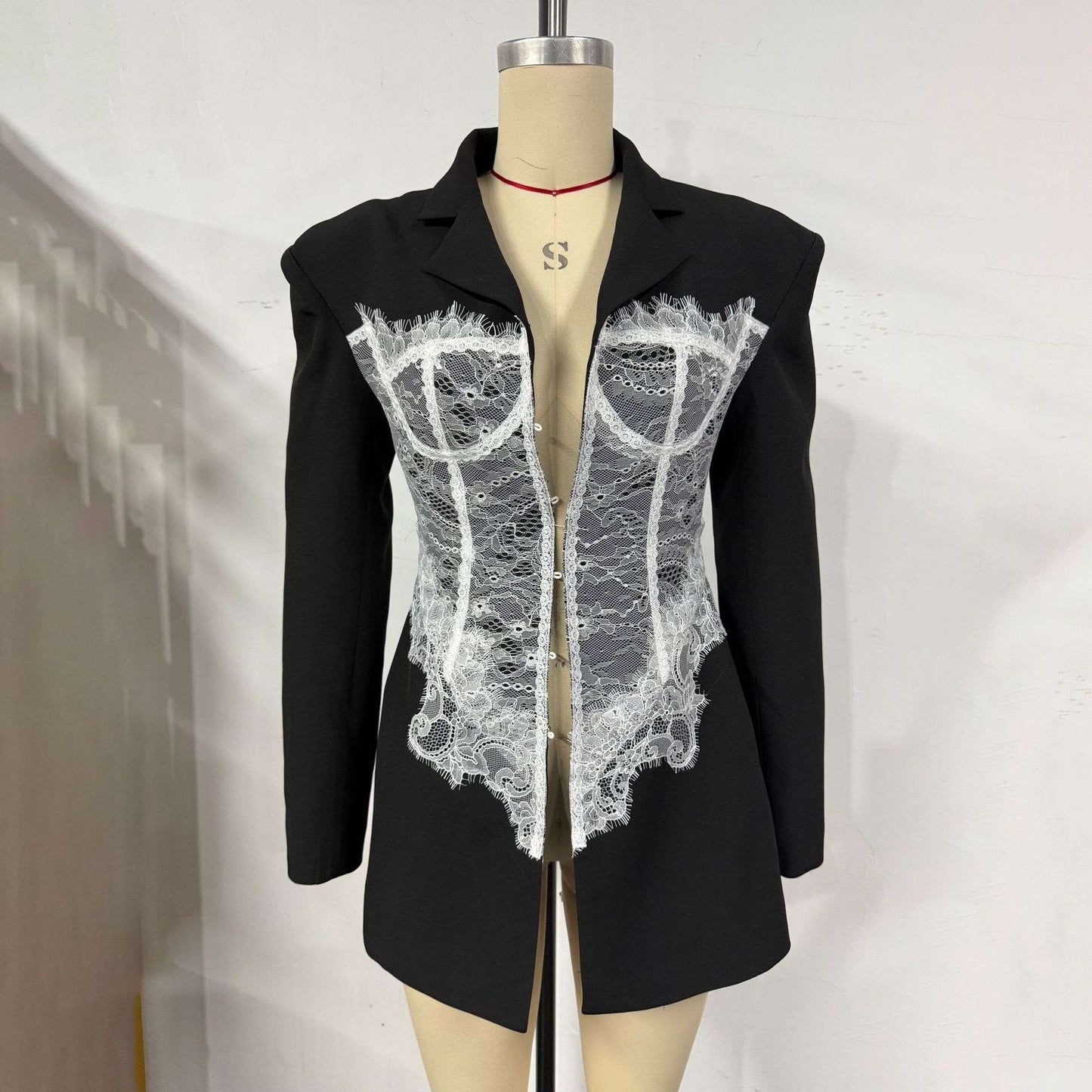 Blazer with White Lace Corset image 5