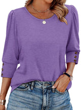 Stylish Button-Detail Sleeve Top image 3