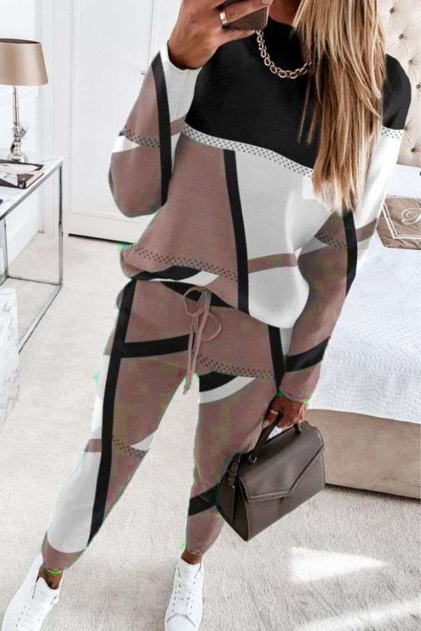 Print Casual Work Dress Two Piece Sets image 0