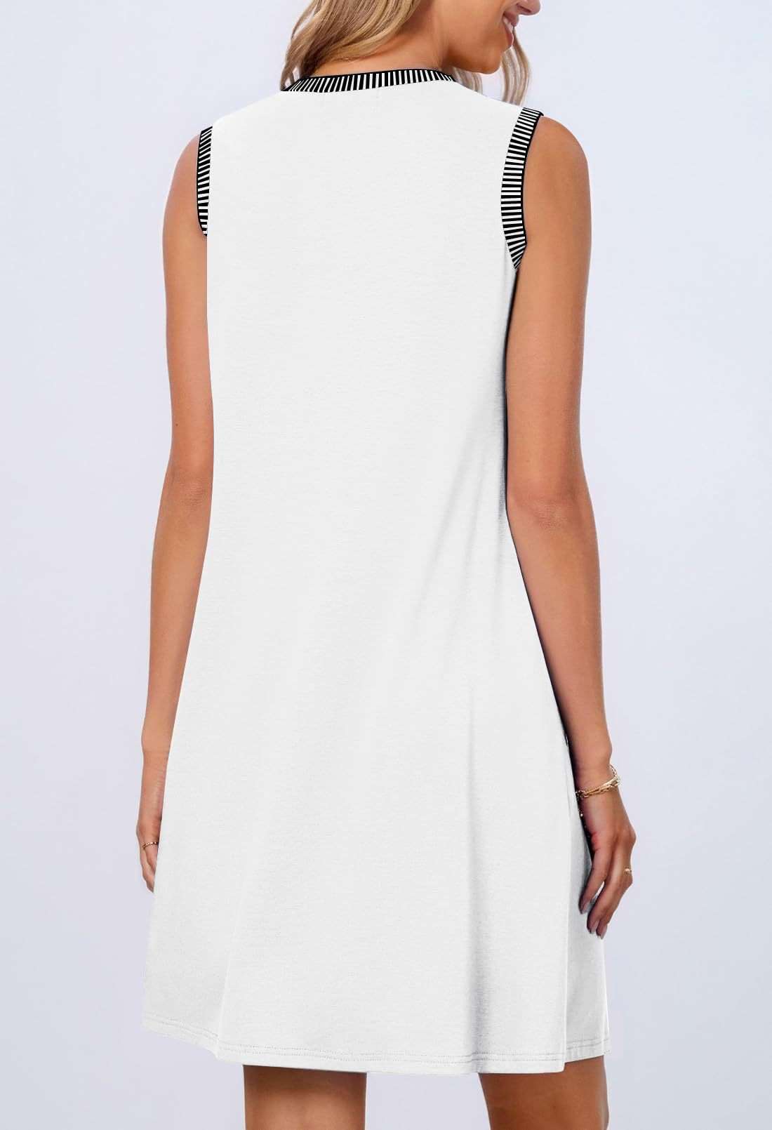 Casual Sleeveless Dress with Striped Trim image 5