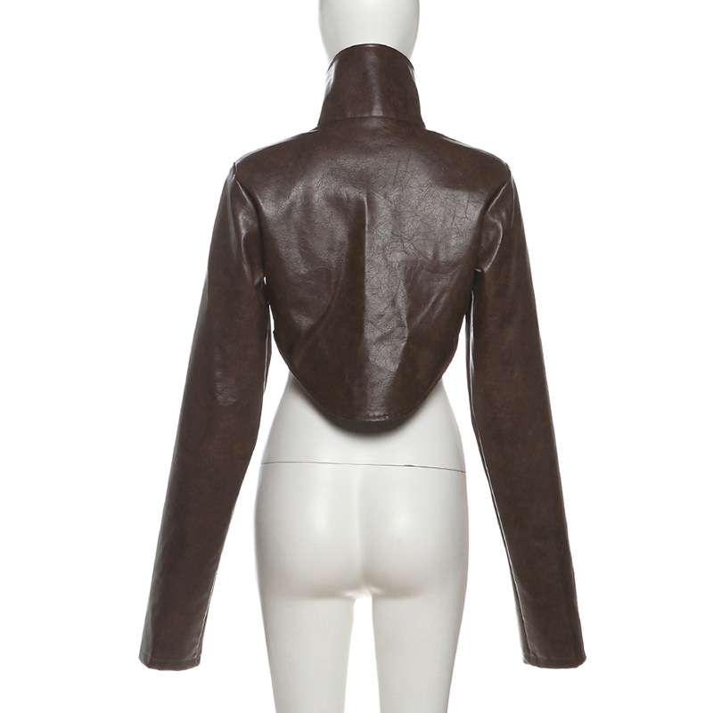 Stylish Faux Leather Cropped Jacket image 4