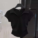 Ruched Polo Crop Top image 7