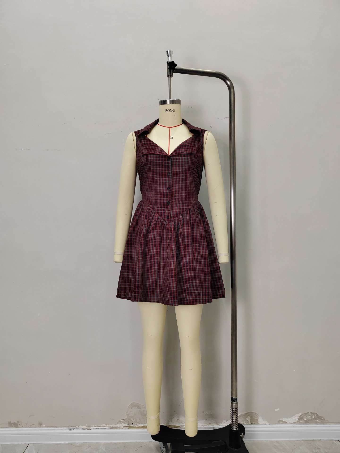 Plaid Sleeveless Button-Front Dress image 3