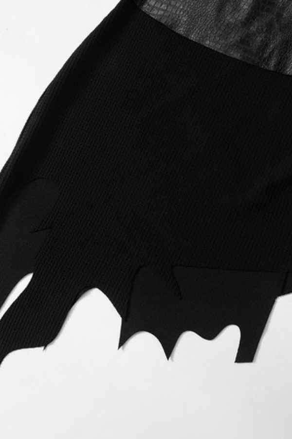 Sexy Halter Neck PU Patched Asymmetric Hem Mini Dress image 6