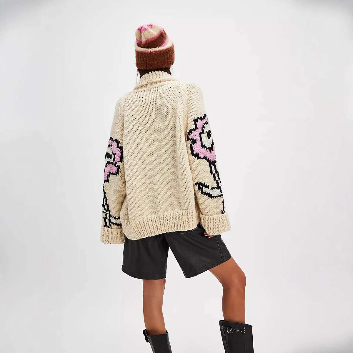 Oversized Sweater with Floral Sleeve image 2