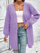 Open Front Knit Cardigan - S, Purple image