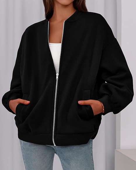 Oversized Bomber Jacket - L, Black image