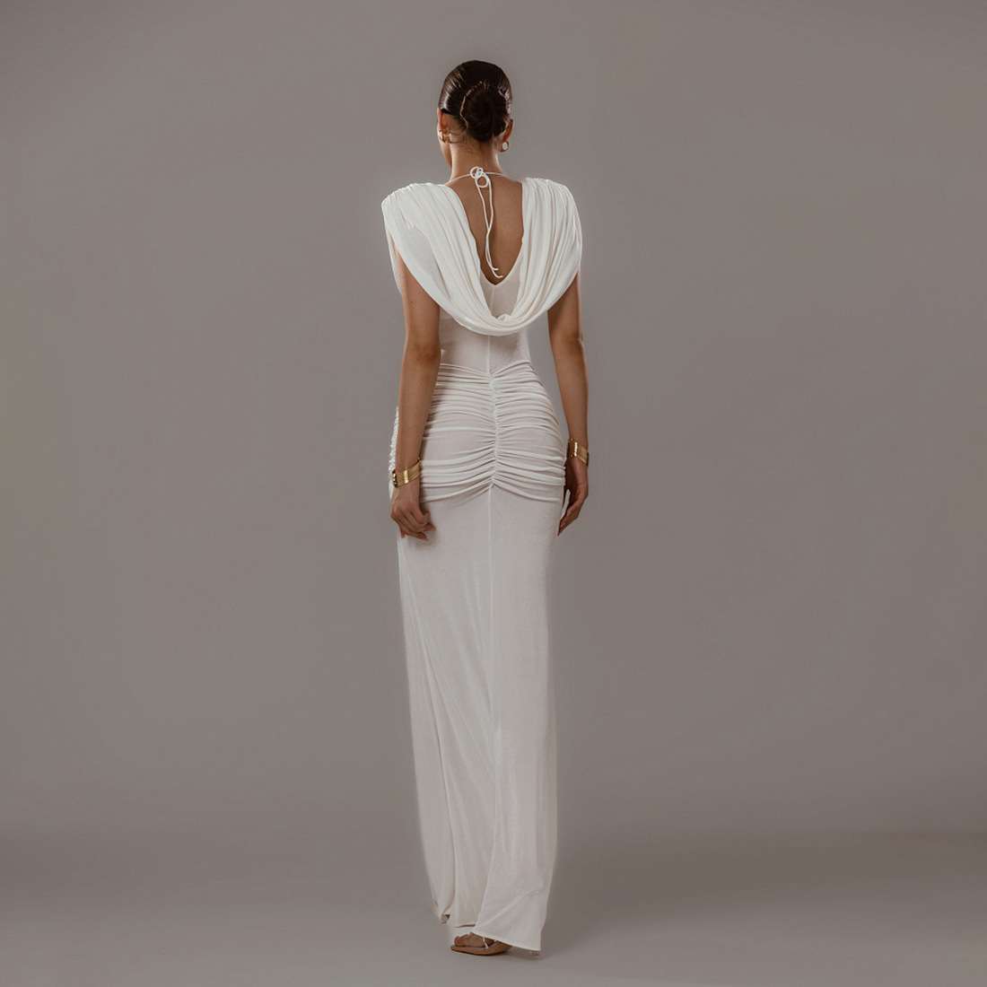 Backless Maxi Dress with Draped Detail image 7