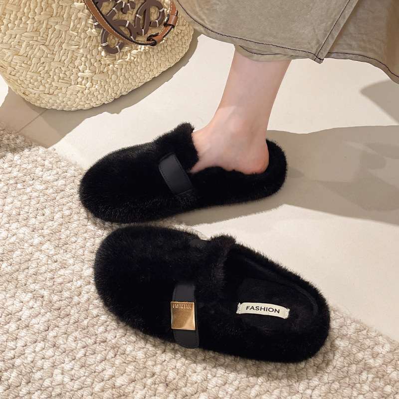 Faux Fur Slip-On House Slippers