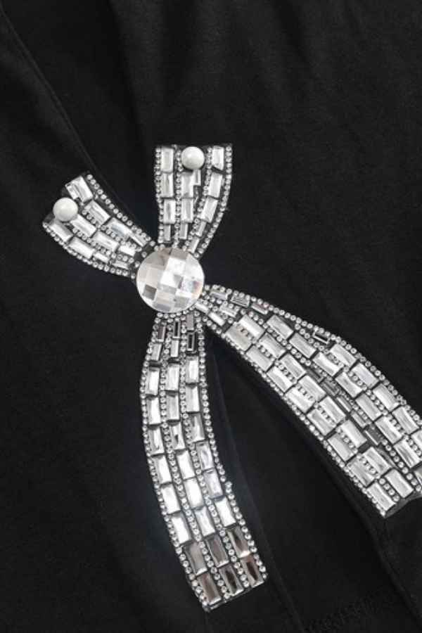 Split Cut Front Rhinestone Decor Short Sleeve Crop Top image 8