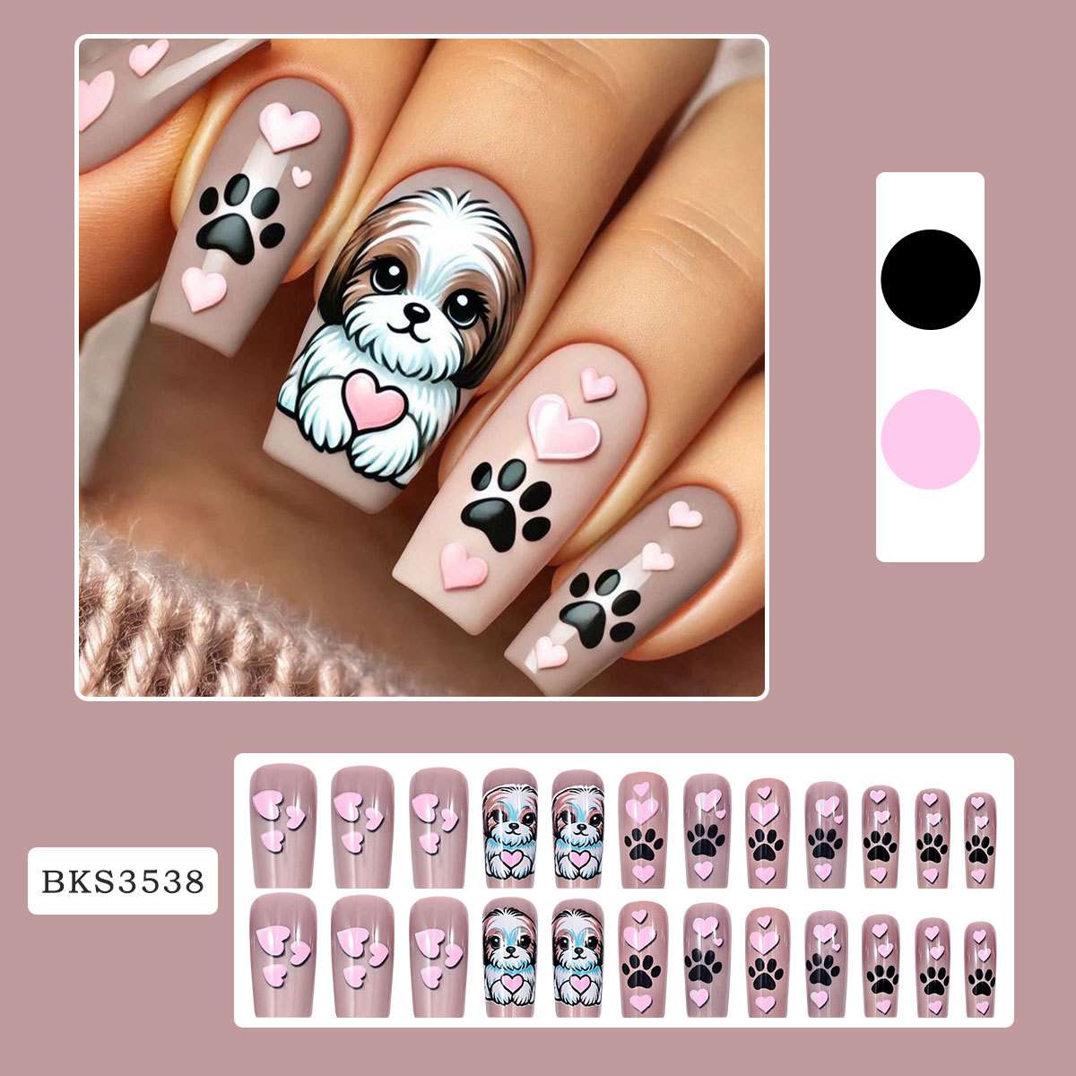 Adorable Dog and Paw Heart Nail Art Design image 0