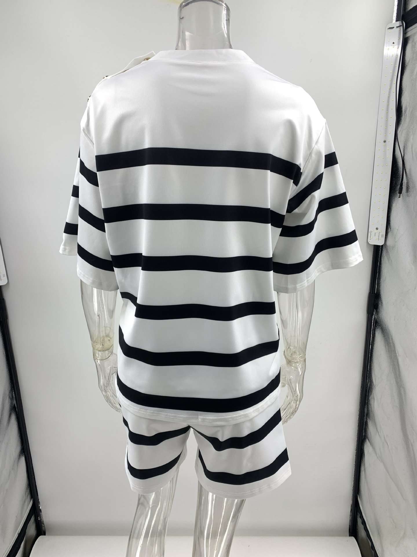 Striped Short-Sleeve Shorts Set image 3