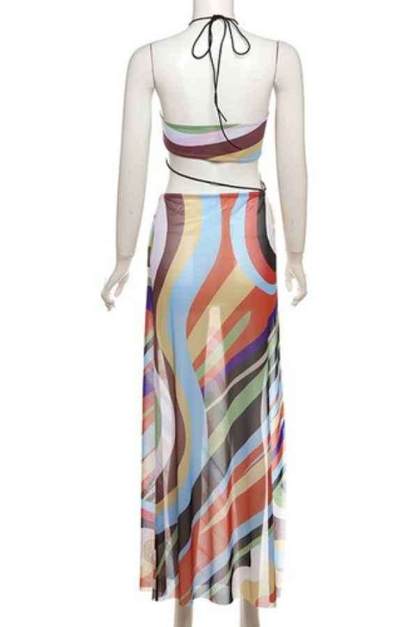 Sexy Multicolor Mesh Asymmetric Bikini Cover Up Dress image 7