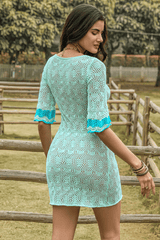Openwork Round Neck Mini Dress image 1