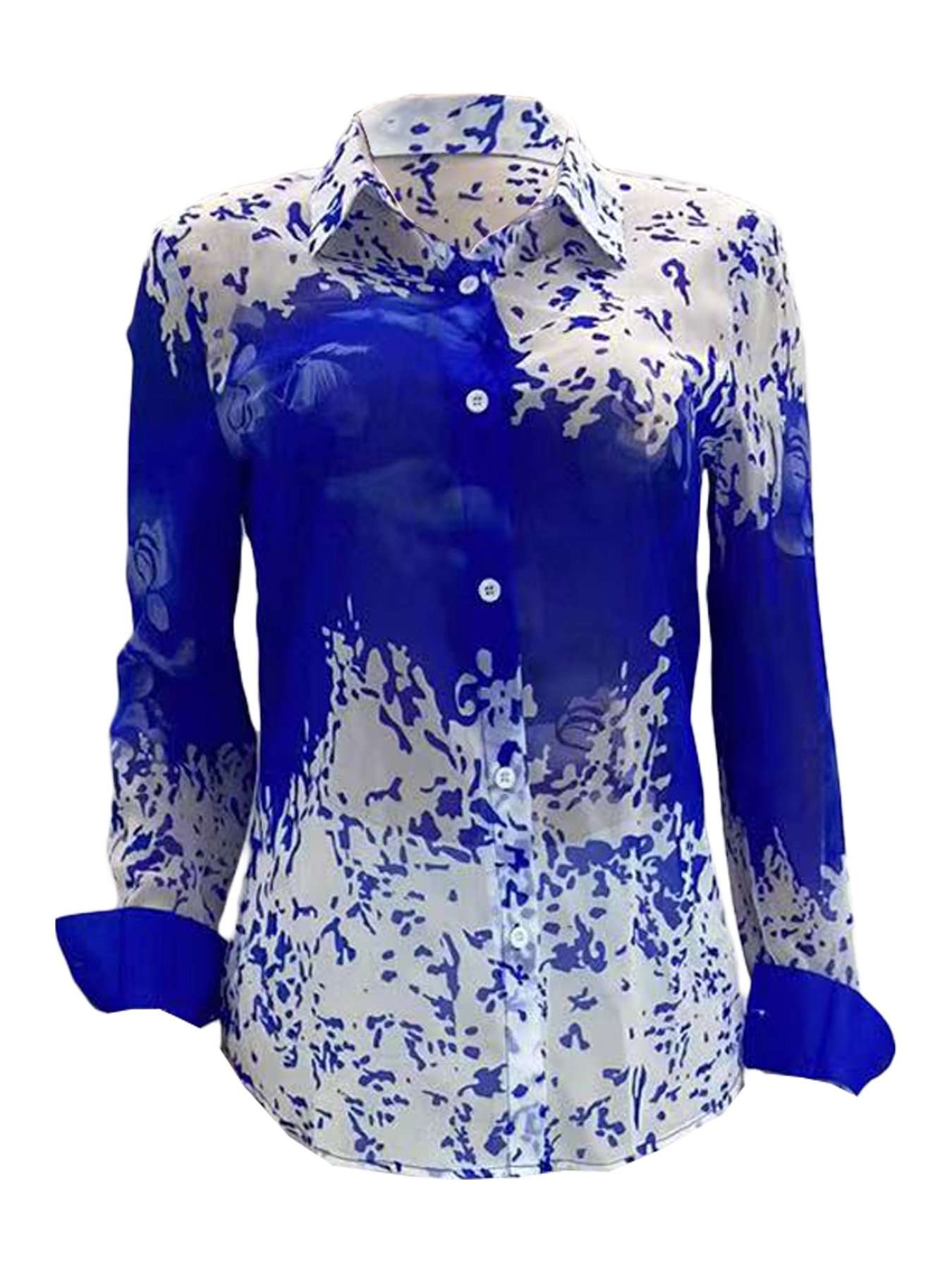 Casual Printed Shirt - L, Multi Blue image