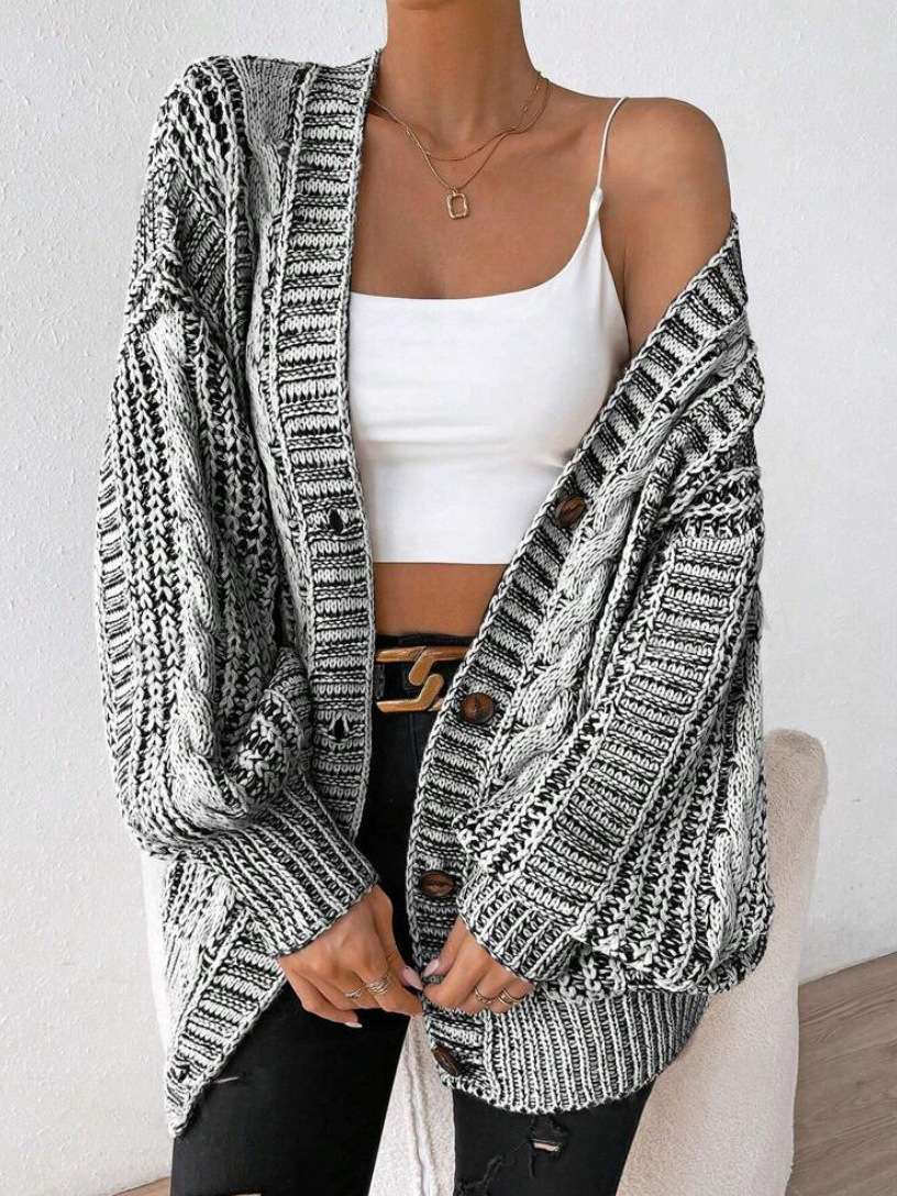 Oversized Cable Knit  Cardigan Jacket image 5