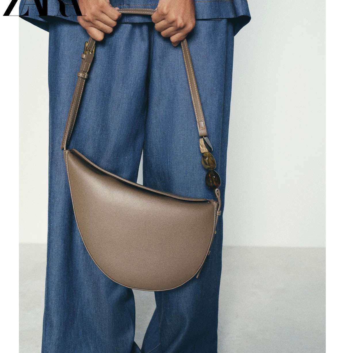 Crescent Shoulder Bag with Beaded Handle image 0