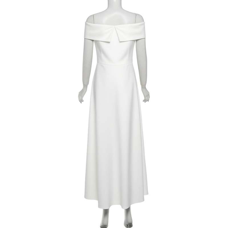 Off-Shoulder White A-Line Maxi Dress image 5