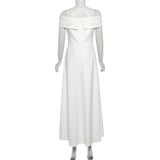 Off-Shoulder White A-Line Maxi Dress image 5