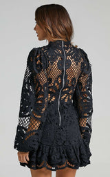 Vibrant Lace Dress with Ruffle Hem image 6