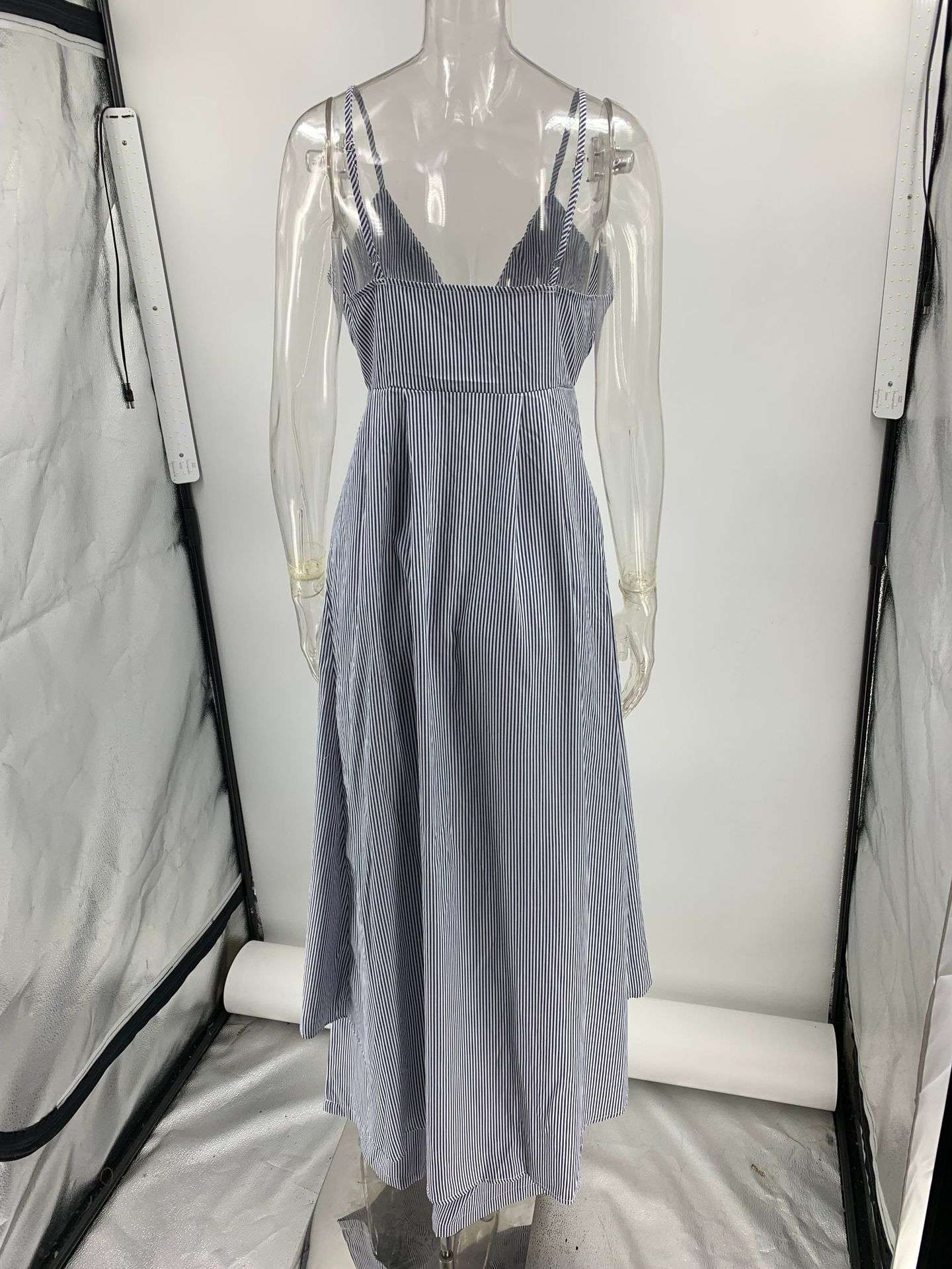 Striped V-Neck Cut-Out Top with Wide-Leg Pants image 4