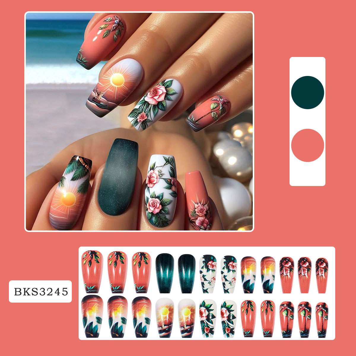 Floral and Sunset Nail Art Set image 1
