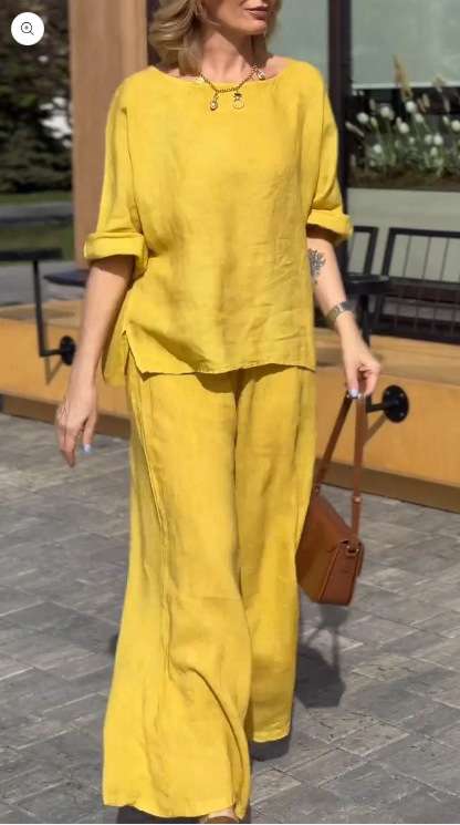 Two-Piece Wide-Leg Pants Set image 0