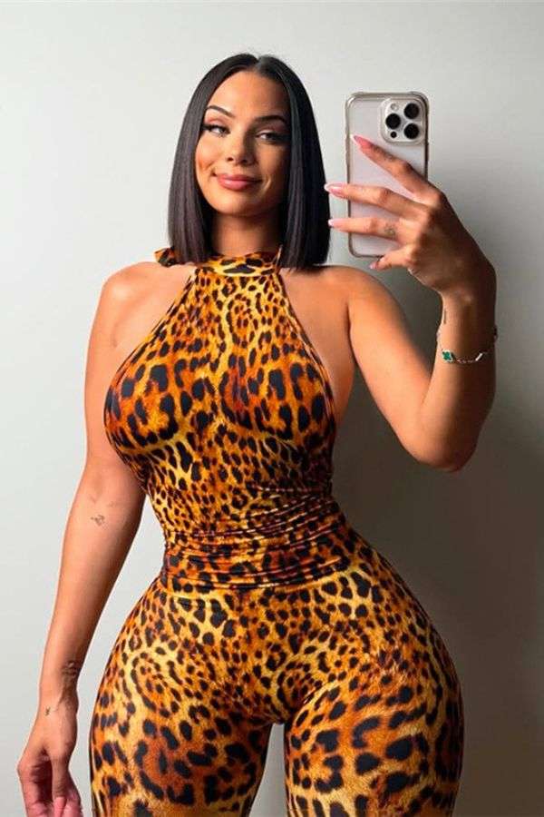 Leopard Print Halter Neck Jumpsuit image 0