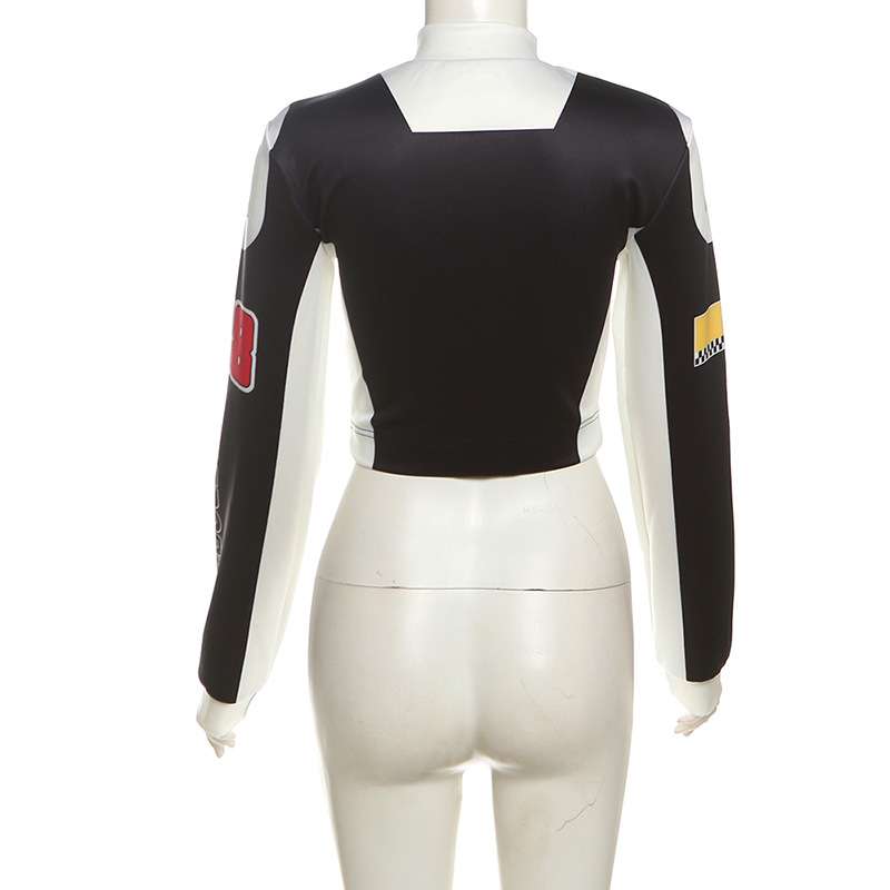 Colorblock High Neck Biker Jacket image 6
