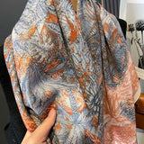 Retro double-sided print scarf for women image 5