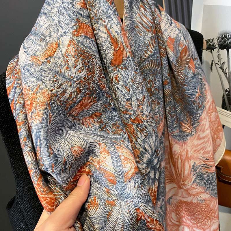 Retro double-sided print scarf for women image 5