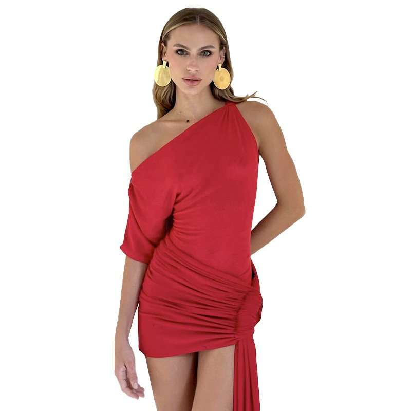 One-Shoulder Ruched Mini Dress image 2